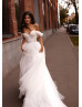 Ivory Lace Tulle Sparkle Beaded Wedding Dress